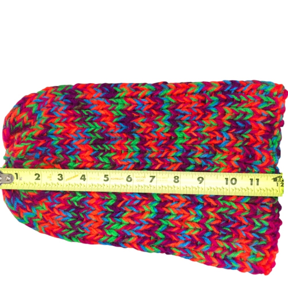 Chunky Ribbed Knit Toboggan Dark Neon Beanie Folded Brim Hat - Picture 17 of 17